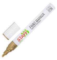 Маркер-краска лаковый (paint marker) 2-4 мм, ЗОЛОТИСТЫЙ, НИТРО-ОСНОВА, STAFF PROFIT, для любых поверхностей, 152579