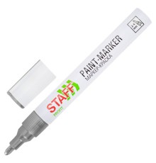 Маркер-краска лаковый (paint marker) 2-4 мм, СЕРЕБРИСТЫЙ, НИТРО-ОСНОВА, STAFF PROFIT, для любых поверхностей, 152580