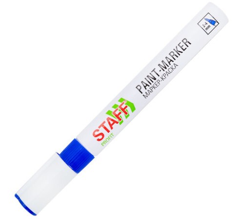 Маркер-краска лаковый (paint marker) 2-4 мм, СИНИЙ, НИТРО-ОСНОВА, STAFF PROFIT, для любых поверхностей, 152581