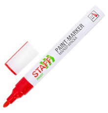Маркер-краска лаковый (paint marker) 2-4 мм, КРАСНЫЙ, НИТРО-ОСНОВА, STAFF PROFIT, для любых поверхностей, 152582