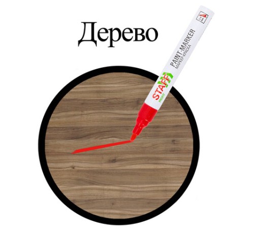 Маркер-краска лаковый (paint marker) 2-4 мм, КРАСНЫЙ, НИТРО-ОСНОВА, STAFF PROFIT, для любых поверхностей, 152582