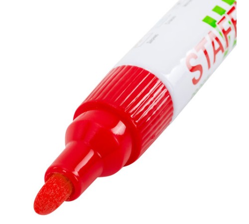 Маркер-краска лаковый (paint marker) 2-4 мм, КРАСНЫЙ, НИТРО-ОСНОВА, STAFF PROFIT, для любых поверхностей, 152582