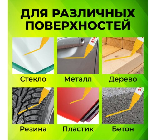 Маркер-краска лаковый (paint marker) 2-4 мм, ЖЕЛТЫЙ, НИТРО-ОСНОВА, STAFF PROFIT, для любых поверхностей, 152583
