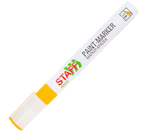 Маркер-краска лаковый (paint marker) 2-4 мм, ЖЕЛТЫЙ, НИТРО-ОСНОВА, STAFF PROFIT, для любых поверхностей, 152583