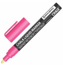 Маркер меловой CHALK LIQUID MARKER, РОЗОВЫЙ, 3 мм, стираемый, BRAUBERG 