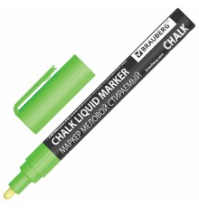Маркер меловой CHALK LIQUID MARKER, ЗЕЛЕНЫЙ, 3 мм, стираемый, BRAUBERG 