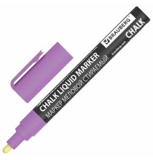 Маркер меловой CHALK LIQUID MARKER, ФИОЛЕТОВЫЙ, 3 мм, стираемый, BRAUBERG 