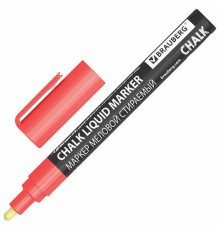 Маркер меловой CHALK LIQUID MARKER, КРАСНЫЙ, 3 мм, стираемый, BRAUBERG 