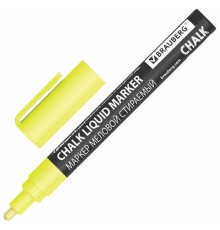 Маркер меловой CHALK LIQUID MARKER, ЖЕЛТЫЙ, 3 мм, стираемый, BRAUBERG 
