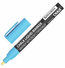 Маркер меловой CHALK LIQUID MARKER, СИНИЙ, 3 мм, стираемый, BRAUBERG 