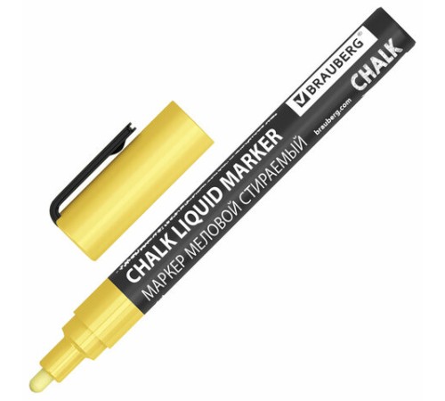 Маркер меловой CHALK LIQUID MARKER, ЗОЛОТИСТЫЙ, 3 мм, стираемый, BRAUBERG "CHALK", 152594