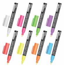 Маркеры меловые CHALK LIQUID MARKER, НЕОН, НАБОР 8 ЦВЕТОВ, 3 мм, стираемые, BRAUBERG 