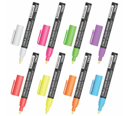 Маркеры меловые CHALK LIQUID MARKER, НЕОН, НАБОР 8 ЦВЕТОВ, 3 мм, стираемые, BRAUBERG "CHALK", 152597 Маркеры меловые CHALK LIQUID MARKER, НЕОН, НАБОР 8 ЦВЕТОВ, 3 мм, стираемые, BRAUBERG "CHALK", 152597