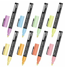 Маркеры меловые CHALK LIQUID MARKER, ПАСТЕЛЬ, НАБОР 8 ЦВЕТОВ, 3 мм, стираемые, BRAUBERG 