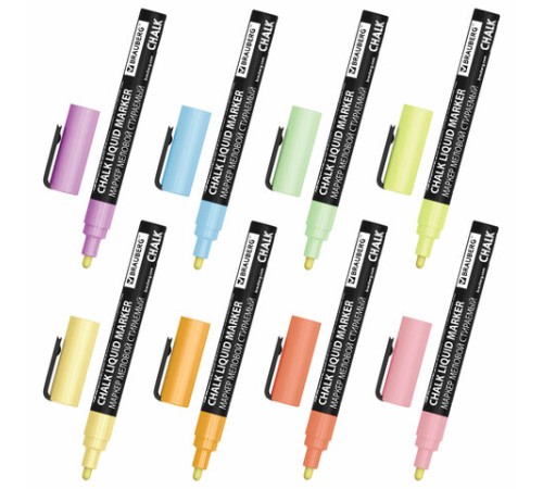 Маркеры меловые CHALK LIQUID MARKER, ПАСТЕЛЬ, НАБОР 8 ЦВЕТОВ, 3 мм, стираемые, BRAUBERG "CHALK", 152598 Маркеры меловые CHALK LIQUID MARKER, ПАСТЕЛЬ, НАБОР 8 ЦВЕТОВ, 3 мм, стираемые, BRAUBERG "CHALK", 152598
