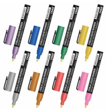 Маркеры меловые CHALK LIQUID MARKER, МЕТАЛЛИК, НАБОР 8 ЦВЕТОВ, 3 мм, стираемые, BRAUBERG 