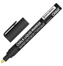 Маркер меловой CHALK LIQUID MARKER, ЧЕРНЫЙ, 3 мм, стираемый, BRAUBERG 