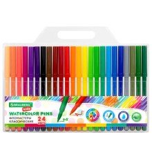 Фломастеры BRAUBERG KIDS КЛАССИЧЕСКИЕ 24 цвета, вентилируемый колпачок, ПВХ-упаковка, 152602