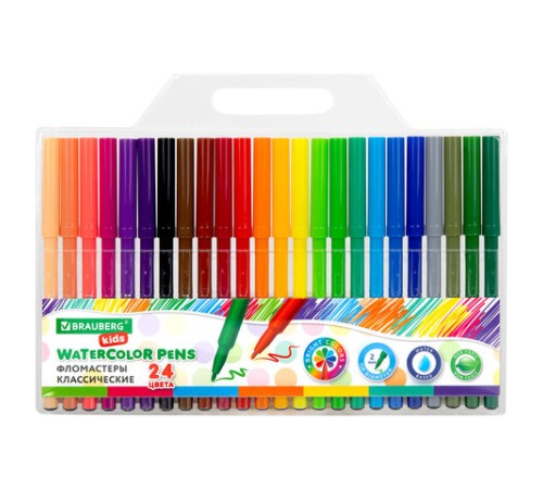 Фломастеры BRAUBERG KIDS КЛАССИЧЕСКИЕ 24 цвета, вентилируемый колпачок, ПВХ-упаковка, 152602 Фломастеры BRAUBERG KIDS КЛАССИЧЕСКИЕ 24 цвета, вентилируемый колпачок, ПВХ-упаковка, 152602