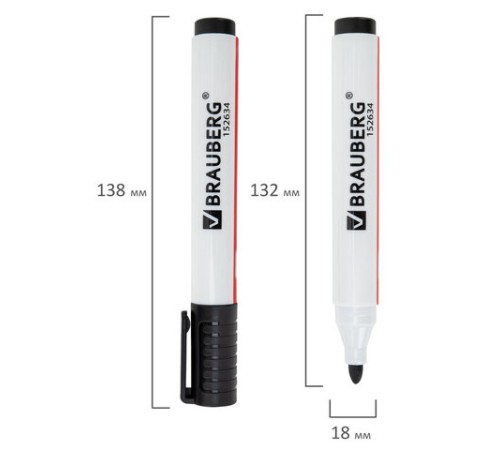Маркер стираемый для белой доски ЧЕРНЫЙ, BRAUBERG "ULTRA WHITEBOARD MARKER", 3 мм, с клипом, 152634 Маркер стираемый для белой доски ЧЕРНЫЙ, BRAUBERG "ULTRA WHITEBOARD MARKER", 3 мм, с клипом, 152634