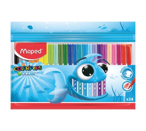 Фломастеры MAPED (Франция) "Color'Peps Ocean", 24 цвета, смываемые, вентилируемый колпачок, 845722 Фломастеры MAPED (Франция) "Color'Peps Ocean", 24 цвета, смываемые, вентилируемый колпачок, 845722