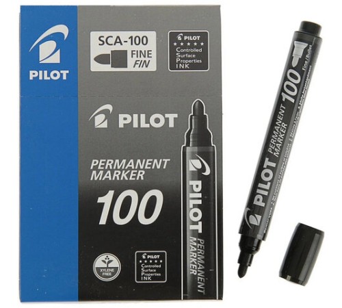 Маркер перманентный PILOT, ЧЕРНЫЙ, круглый наконечник 1-3 мм, SCA-100 B Маркер перманентный PILOT, ЧЕРНЫЙ, круглый наконечник 1-3 мм, SCA-100 B
