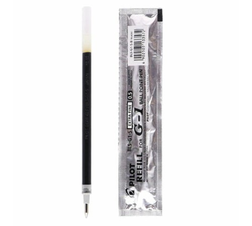 Стержень гелевый PILOT, 128 мм, ЧЕРНЫЙ, узел 0,5 мм, линия письма 0,3 мм, BLS-G1-5