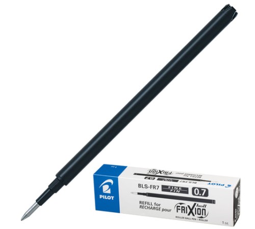 Стержень стираемый гелевый PILOT, 111 мм, ЧЕРНЫЙ, узел 0,7 мм, линия письма 0,35 мм, BLS-FR-7