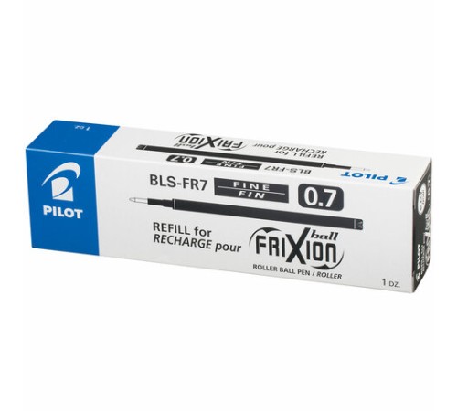 Стержень стираемый гелевый PILOT, 111 мм, ЧЕРНЫЙ, узел 0,7 мм, линия письма 0,35 мм, BLS-FR-7
