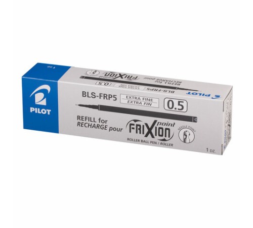 Стержень стираемый гелевый PILOT, 111 мм, ЧЕРНЫЙ, игольчатый узел 0,5 мм, линия письма 0,25 мм, BLS-FRP-5