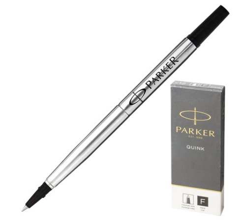 Стержень для ручки-роллера PARKER "Quink RB", металлический 116 мм, линия письма 0,5 мм, черный, 1950277