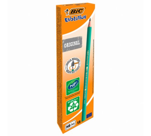 Карандаш чернографитный BIC, 1 шт., "Evolution", HB, корпус зеленый, 8803112 Карандаш чернографитный BIC, 1 шт., "Evolution", HB, корпус зеленый, 8803112