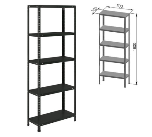 Стеллаж металлический BRABIX "ГРАФИТ MS KD-180/30/70-5", лофт, 1800х700х300 мм, 5 полок, 291267, S240BR123593 Стеллаж металлический BRABIX "ГРАФИТ MS KD-180/30/70-5", лофт, 1800х700х300 мм, 5 полок, 291267, S240BR123593
