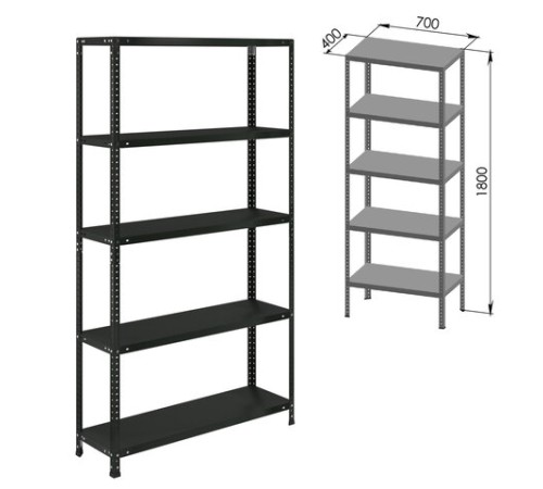 Стеллаж металлический BRABIX "ГРАФИТ MS KD-180/40/70-5", лофт, 1800х700х400 мм, 5 полок, 291268, S240BR124593 Стеллаж металлический BRABIX "ГРАФИТ MS KD-180/40/70-5", лофт, 1800х700х400 мм, 5 полок, 291268, S240BR124593