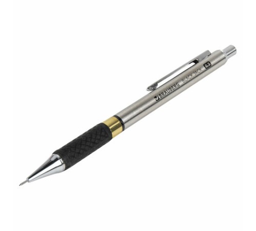 Карандаш механический 0,5 мм, BRAUBERG "Black Jack", металлический корпус, ластик, резиновый грип, 180463