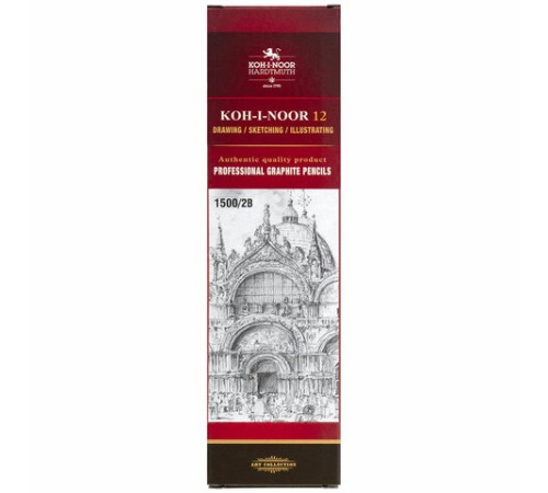 Карандаш чернографитный KOH-I-NOOR 1500, 1 шт., 2B, корпус желтый, заточенный, 150002B01170RU Карандаш чернографитный KOH-I-NOOR 1500, 1 шт., 2B, корпус желтый, заточенный, 150002B01170RU