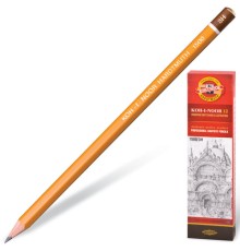Карандаш чернографитный KOH-I-NOOR 1500, 1 шт., 3H, корпус желтый, заточенный, 150003H01170RU
