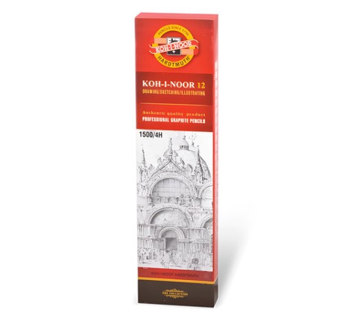 Карандаш чернографитный KOH-I-NOOR 1500, 1 шт., 4H, корпус желтый, заточенный, 150004H01170 Карандаш чернографитный KOH-I-NOOR 1500, 1 шт., 4H, корпус желтый, заточенный, 150004H01170