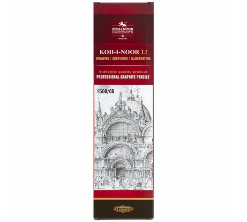 Карандаш чернографитный KOH-I-NOOR 1500, 1 шт., 6B, корпус желтый, заточенный, 150006B01170RU Карандаш чернографитный KOH-I-NOOR 1500, 1 шт., 6B, корпус желтый, заточенный, 150006B01170RU