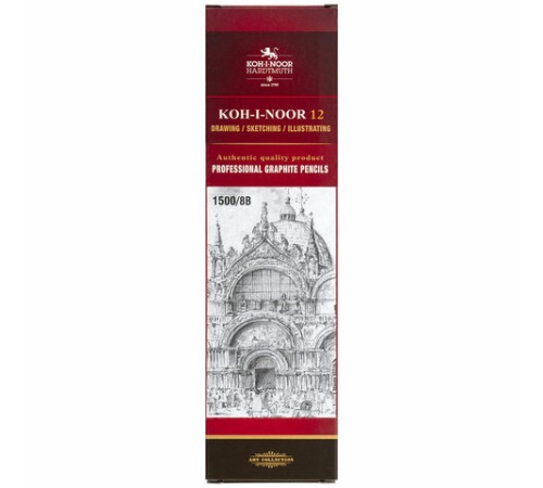 Карандаш чернографитный KOH-I-NOOR 1500, 1 шт., 8B, корпус желтый, заточенный, 150008B01170RU Карандаш чернографитный KOH-I-NOOR 1500, 1 шт., 8B, корпус желтый, заточенный, 150008B01170RU