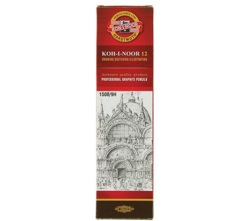 Карандаш чернографитный KOH-I-NOOR 1500, 1 шт., 9H, корпус желтый, заточенный, 150009H01170 Карандаш чернографитный KOH-I-NOOR 1500, 1 шт., 9H, корпус желтый, заточенный, 150009H01170