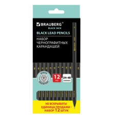 Карандаши чернографитные BRAUBERG НАБОР 12 шт., 