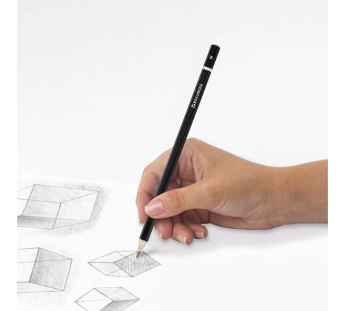 Карандаш чернографитный BRAUBERG, 1 шт., "Touch line", Н, корпус черный, заточенный, 180625 Карандаш чернографитный BRAUBERG, 1 шт., "Touch line", Н, корпус черный, заточенный, 180625