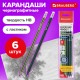 Карандаши чернографитные BRAUBERG НАБОР 6 шт., "Jet", НВ, с резинкой, пластиковые, корпус ассорти, заточенные, 180632