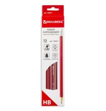 Карандаши чернографитные BRAUBERG НАБОР 12 шт., 