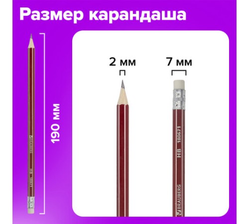 Карандаши чернографитные BRAUBERG НАБОР 12 шт., "ZTX", HB, с резинкой, красный корпус, картонная упаковка, 180671 Карандаши чернографитные BRAUBERG НАБОР 12 шт., "ZTX", HB, с резинкой, красный корпус, картонная упаковка, 180671