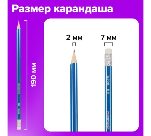 Карандаши чернографитные BRAUBERG НАБОР 12 шт., "ZTX", HB, с резинкой, синий корпус, картонная упаковка, 180672 Карандаши чернографитные BRAUBERG НАБОР 12 шт., "ZTX", HB, с резинкой, синий корпус, картонная упаковка, 180672