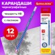 Карандаши чернографитные BRAUBERG НАБОР 12 шт., "ZTX", HB, с резинкой, синий корпус, картонная упаковка, 180672