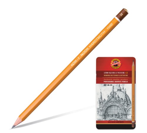 Карандаши чернографитные KOH-I-NOOR, НАБОР 12 шт., "Art", 8В-2H, без резинки, металлическая коробка, 1502012008PL Карандаши чернографитные KOH-I-NOOR, НАБОР 12 шт., "Art", 8В-2H, без резинки, металлическая коробка, 1502012008PL