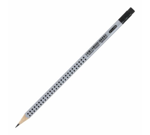 Карандаш чернографитный FABER-CASTELL, 1 шт., "Grip 2001", HB, трехгранный, с ластиком, 117200
